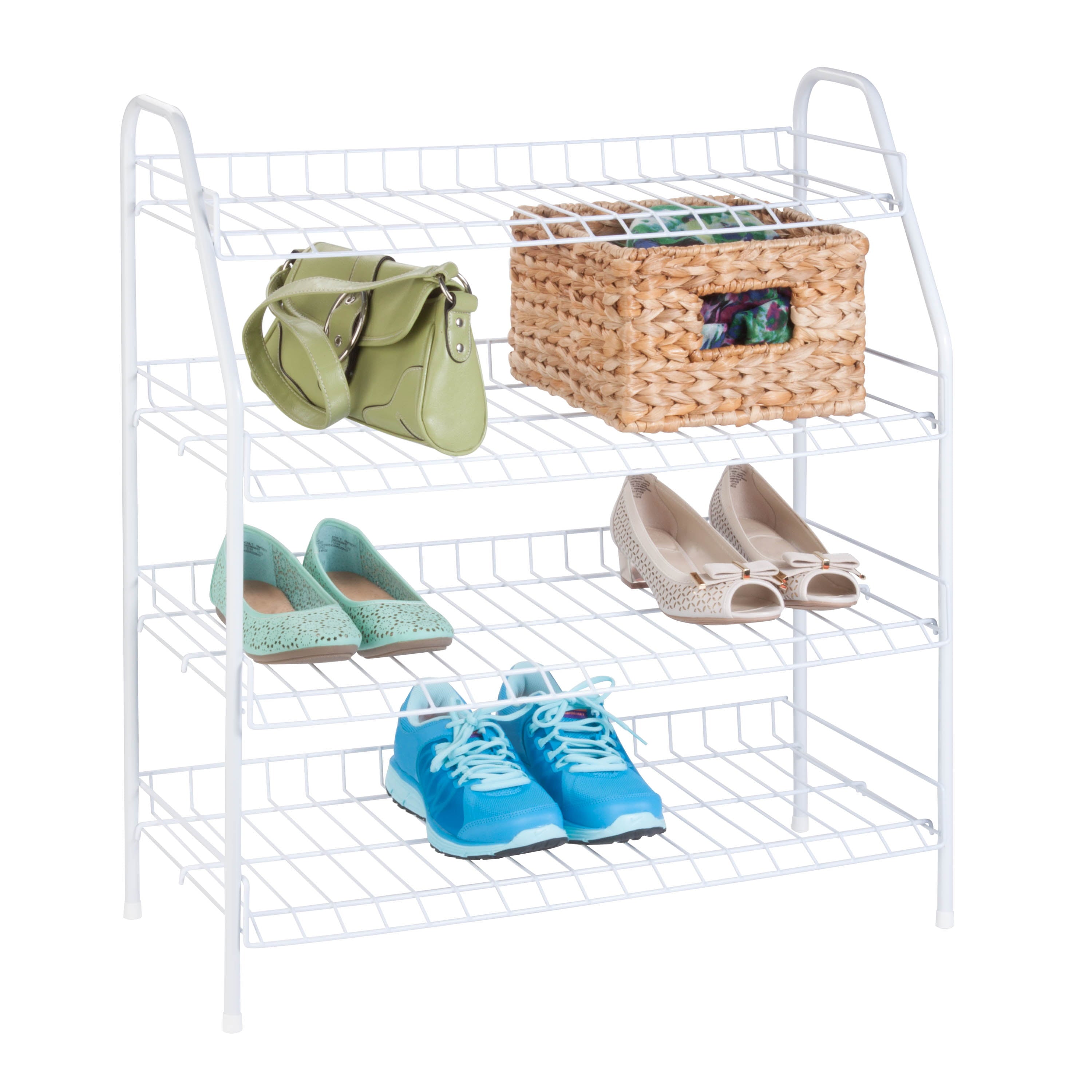 Honey-Can-Do 4-Tier Shoe Rack, Metal, White