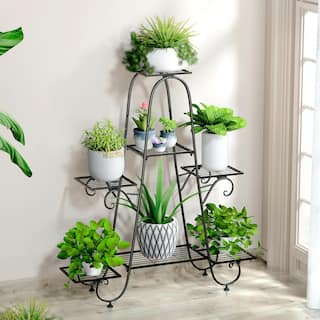 AESOME 39 in. Plant Stand Metal Indoor 7-Tier Flower Pot Holder Potted Plant Display Rack Patio Planter for Patio Yard HJ465