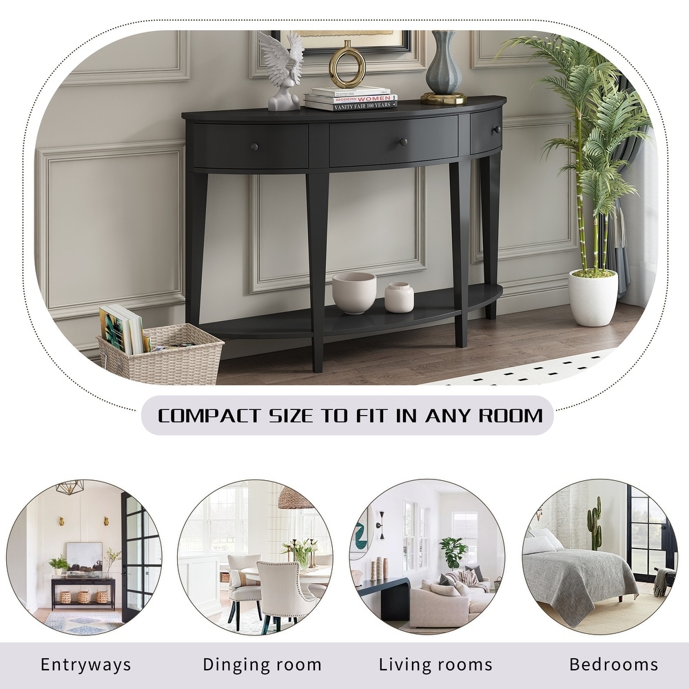 Hallway Curved Console Table Sofa Table Entryway Table w/Drawers