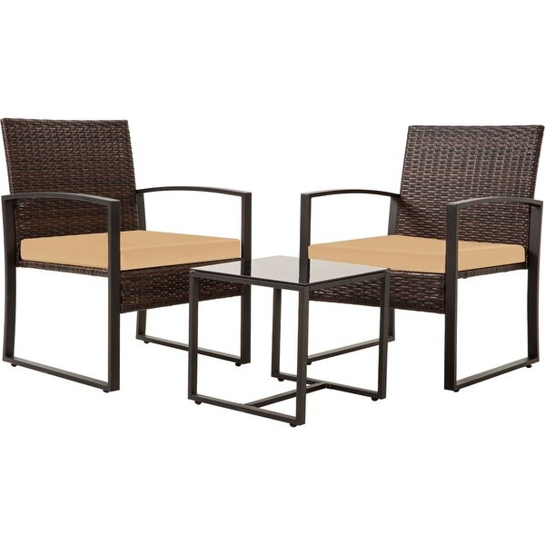 3Piece Wicker Bistro Set，Outdoor Patio chairs and Coffee Table