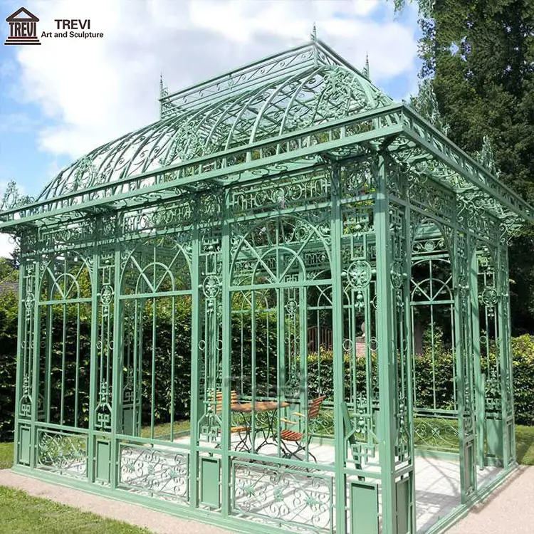 Luxury Garden Decoration Forged Large Outdoor Green House Wrought Iron Gazebo For Sale