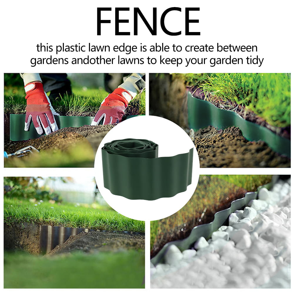 Willstar Flexible Green Plastic Garden Grass Edging Belt Border Lawn Stone Isolation Path Barrier Patio On DIY Outdoors Garden Fence