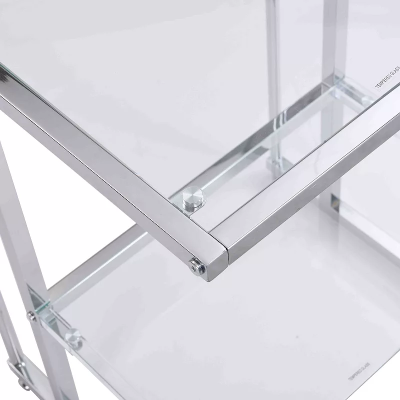 F.C Design 2-Tier Acrylic Glass End Table for Living Room and Bedroom Stylish and Functional Side Table