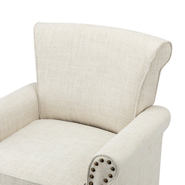 Nyctelius Upholstered Comfy Accent chair with Classic Turned Wooden Legs and Nailhead Trim by HULALA HOME