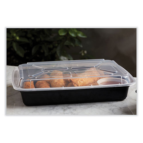 Pactiv Newspring VERSAtainer Microwavable Containers | Rectangular， 58 oz， 8.5 x 11.5 x 2.5， Black