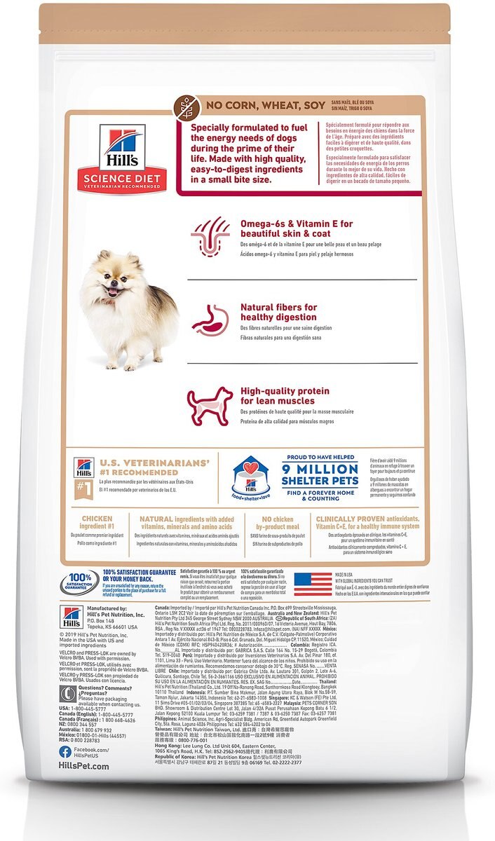 Hill's Science Diet Adult 1-6 Chicken and Brown Rice Recipe Small Bites Dry Dog Food