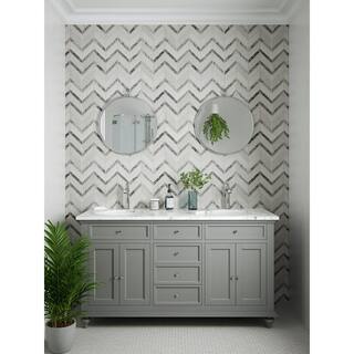 Jeffrey Court Glacier Edge White and Gray 9.875 in. x 11.25 in. Chevron Honed Marble Floor and Wall Mosaic Tile (0.771 sq. ft.Each) 95672