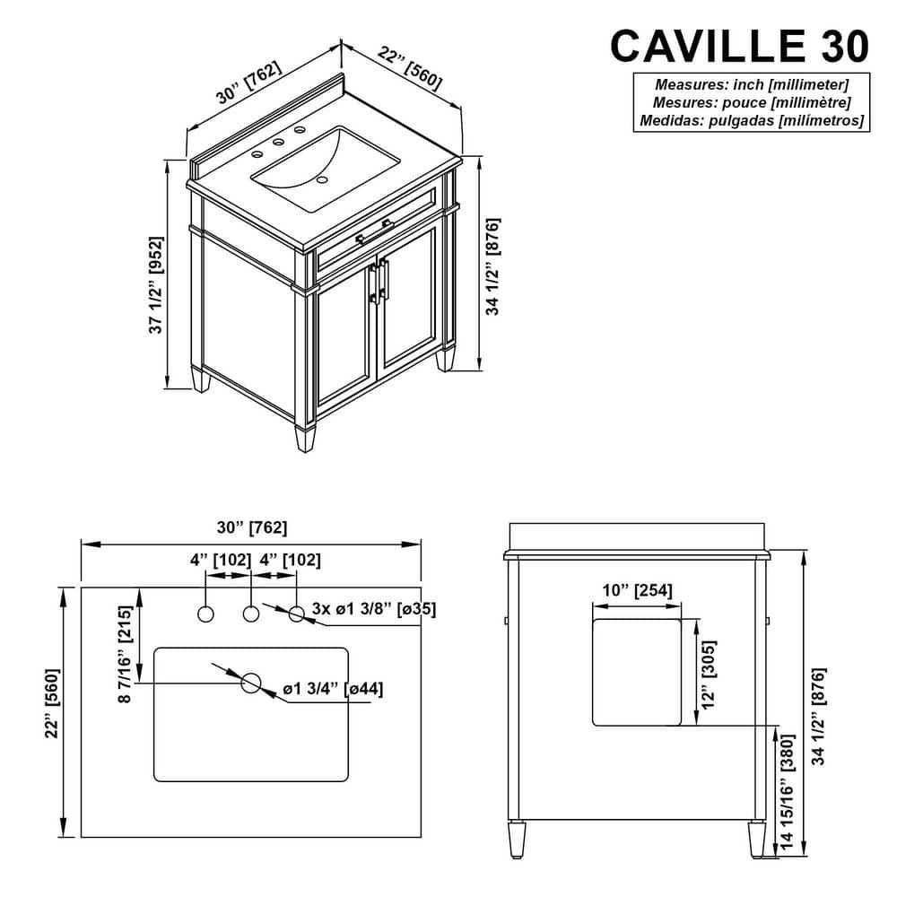 Home Decorators Collection Caville 30 in W x 22 in D x 345 in H Bath Vanity in Sage Green with Carrara Marble Top