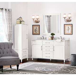 Home Decorators Collection Aberdeen 20-710 in. W x 60 in. H x 14-25 in. D Bathroom Linen Storage Cabinet in White 8104000410