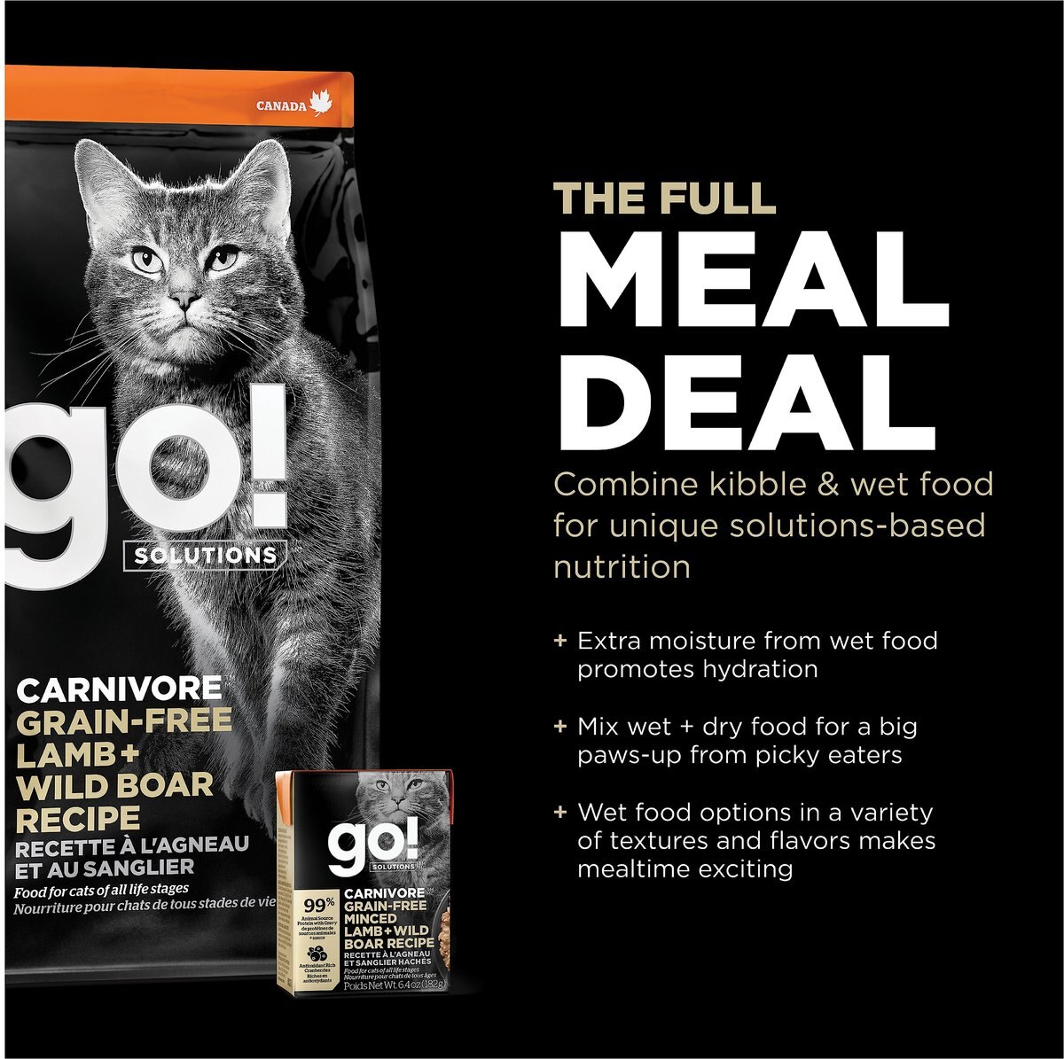 Go! CARNIVORE Grain-Free Minced Lamb + Wild Boar Cat Food