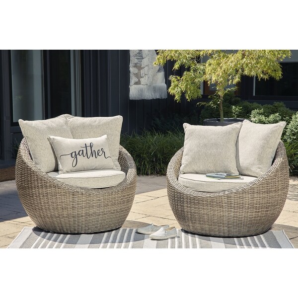 Signature Design by Ashley Danson Brown/Beige Swivel Lounge with Cushion (Set of 2)