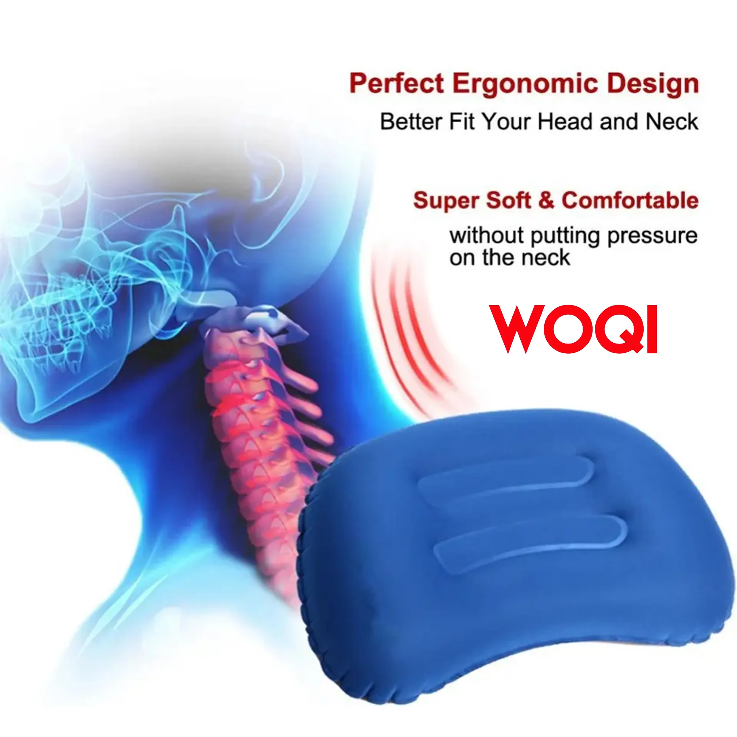 Woqi Compact Ultralight Inflating Travel Air Pillow for Outdoor Hiking  Backpacking  Inflatable Camping Pillow