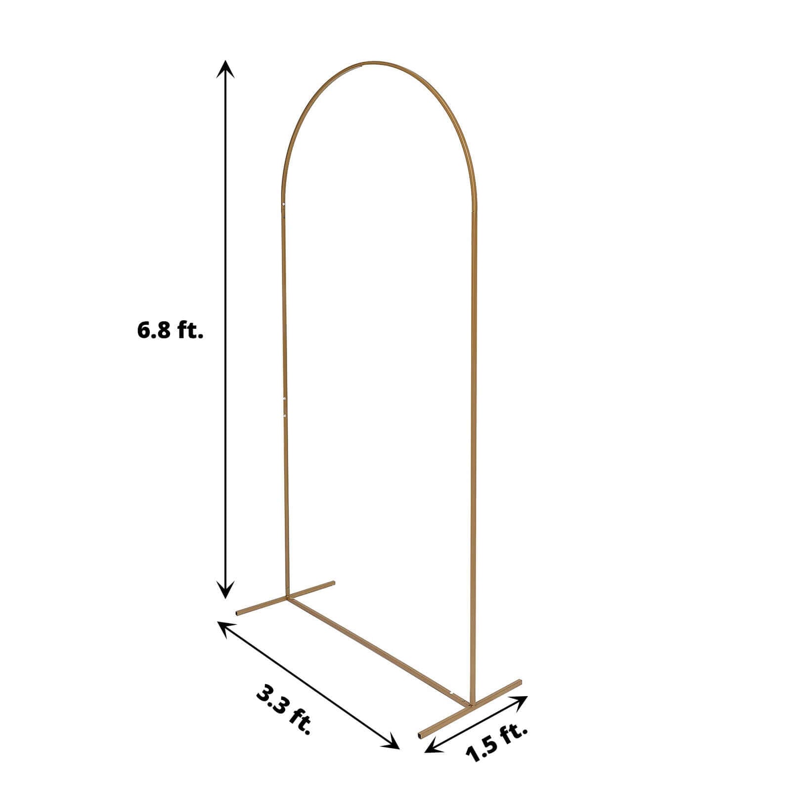 Gold Metal Wedding Arch Chiara Backdrop Stand Floral Display Frame With Round Top 7ft