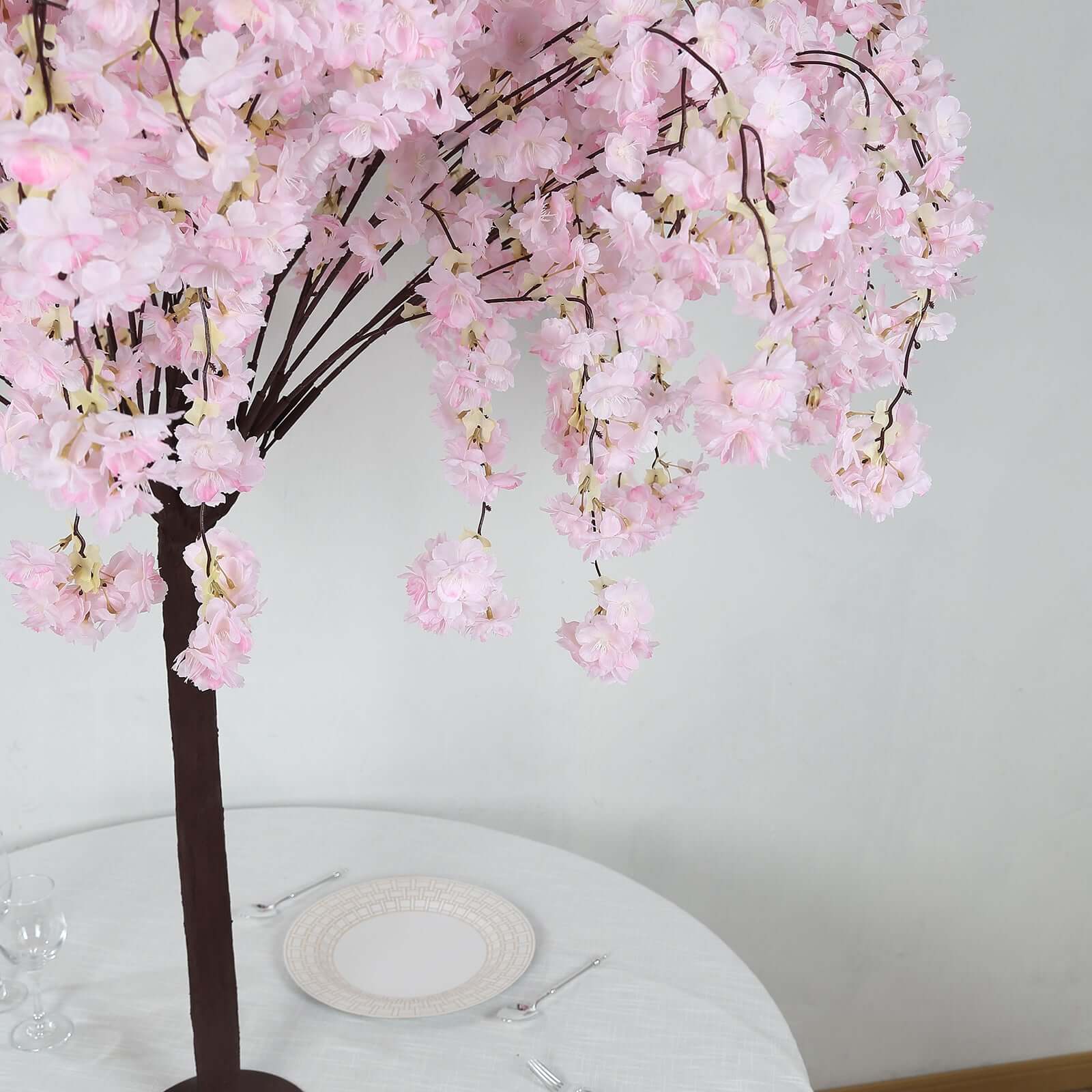 Blush Artificial Cherry Blossom Tree With Detachable Metal Base, Silk Sakura Flowers Wishing Tree Wedding Decor - 5ft