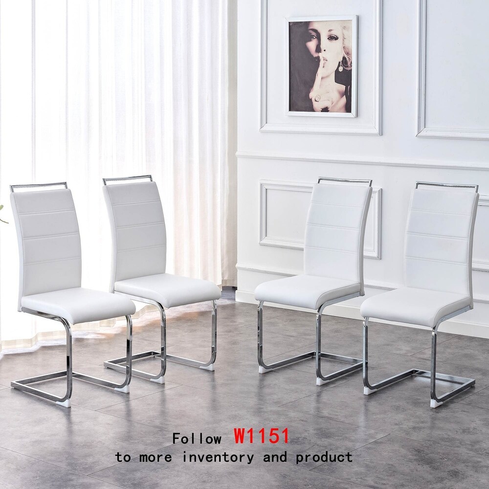 4PCS Dining Chairs  PU Faux Leather High Back Upholstered Side Chair