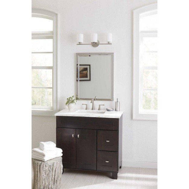 Progress Lighting Replay Collection 3 light Bath Vanity In Textured Black Porcelain Material Up down Mounting Shade Included