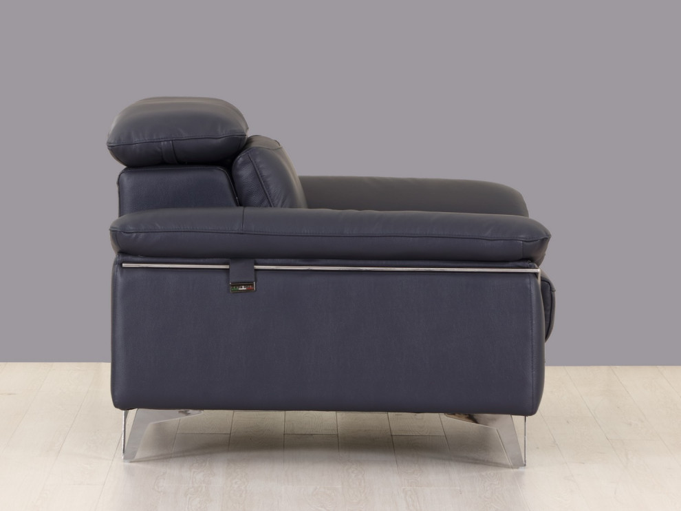 31 quotFashionable Navy Leather Chair   Midcentury   Armchairs And Accent Chairs   by HomeRoots  Houzz