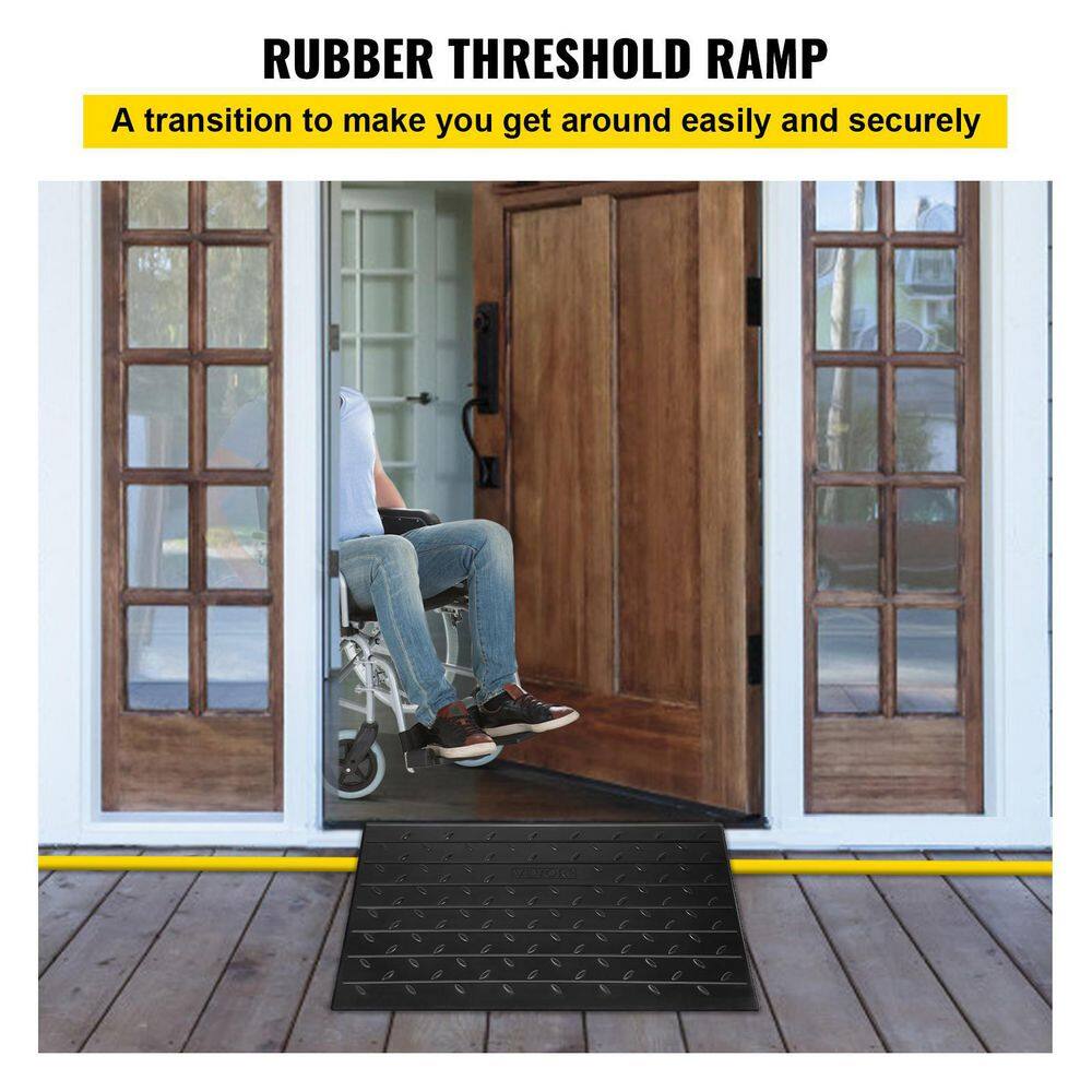 VEVOR Rubber Threshold Ramp 2202 lbs. Load Cap Threshold Ramp Doorway 2.5 in. Rise and 3 Channels for Wheelchair and Scooter WF24X42.5X2.5WSX2V0