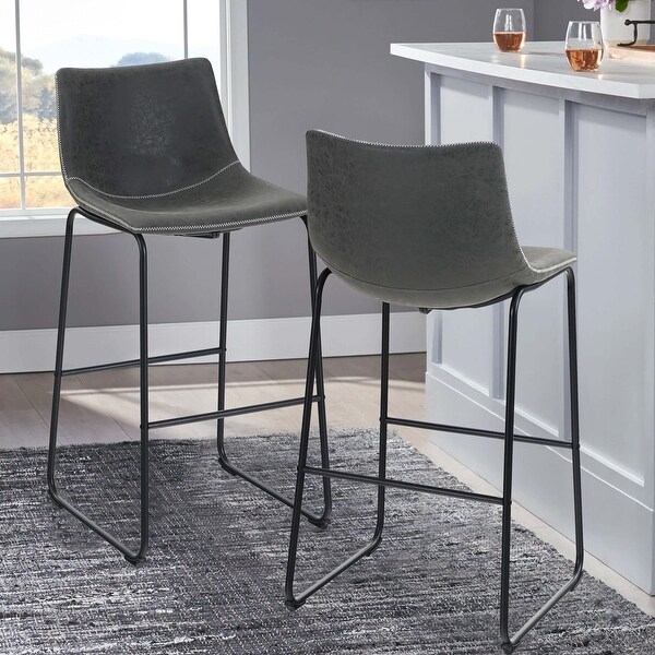 PHI VILLA Square PU Leather Counter Height Kitchen Bar Stools with Back， Set of 2