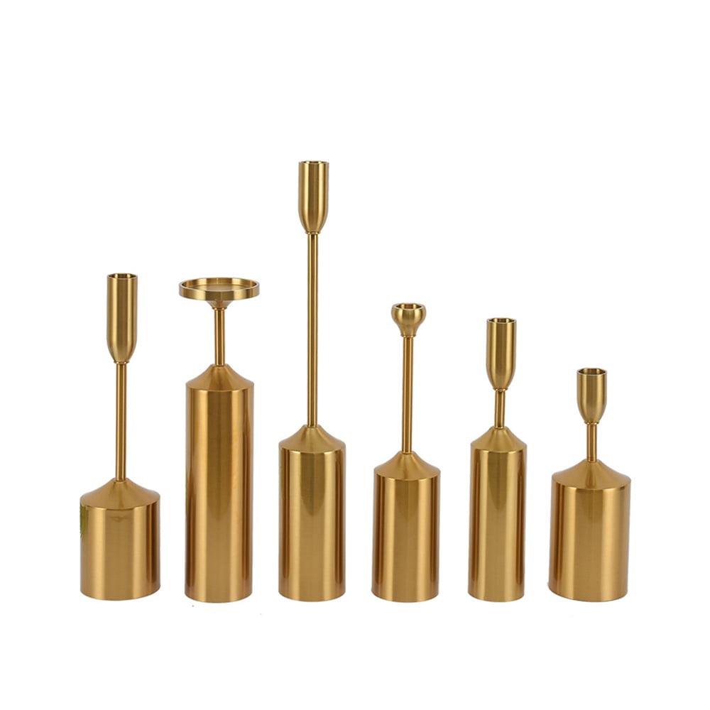 6pcs Metal Gold Candlesticks Taper Scented Candle Holders for Home Decoration