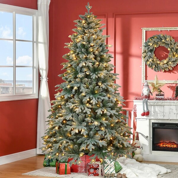 7ft Prelit Artificial Christmas Tree with Wreath，2Piece Christmas Decorations Xmas Tree and Wreath