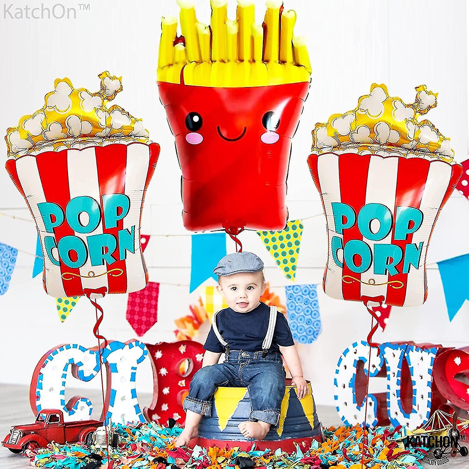 Big， Popcorn Balloon Decorations Set- 30 Inch， Carnival Theme Party Decorations