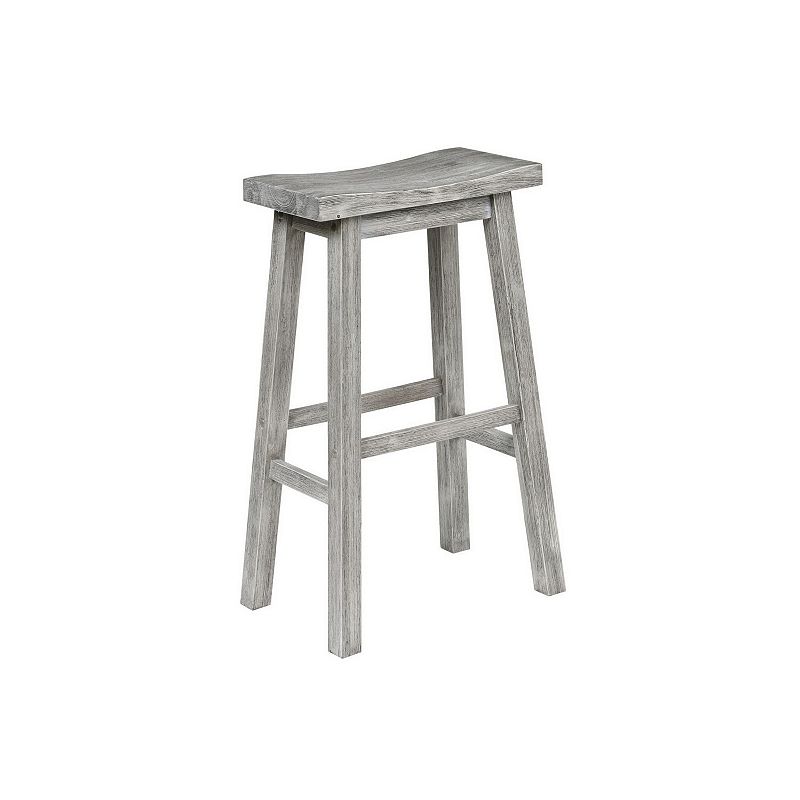 Saddle Design Wooden Barstool with Grain Details， Gray