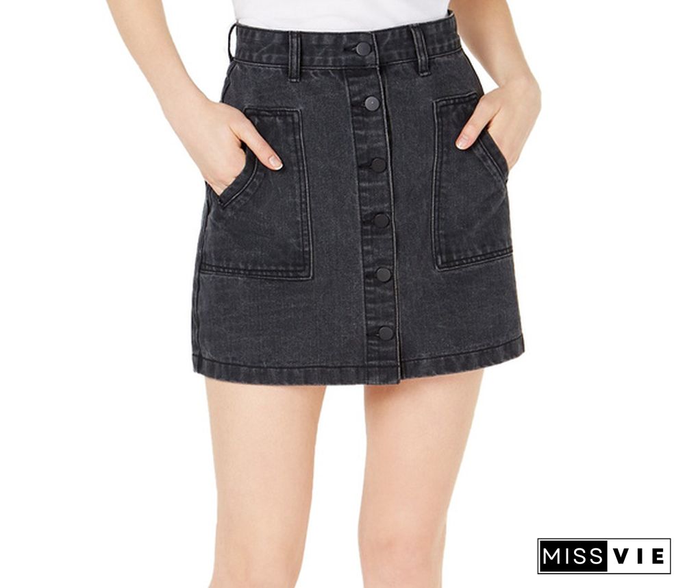 Sage the Label | Bisous Cotton Denim Mini Skirt | Black