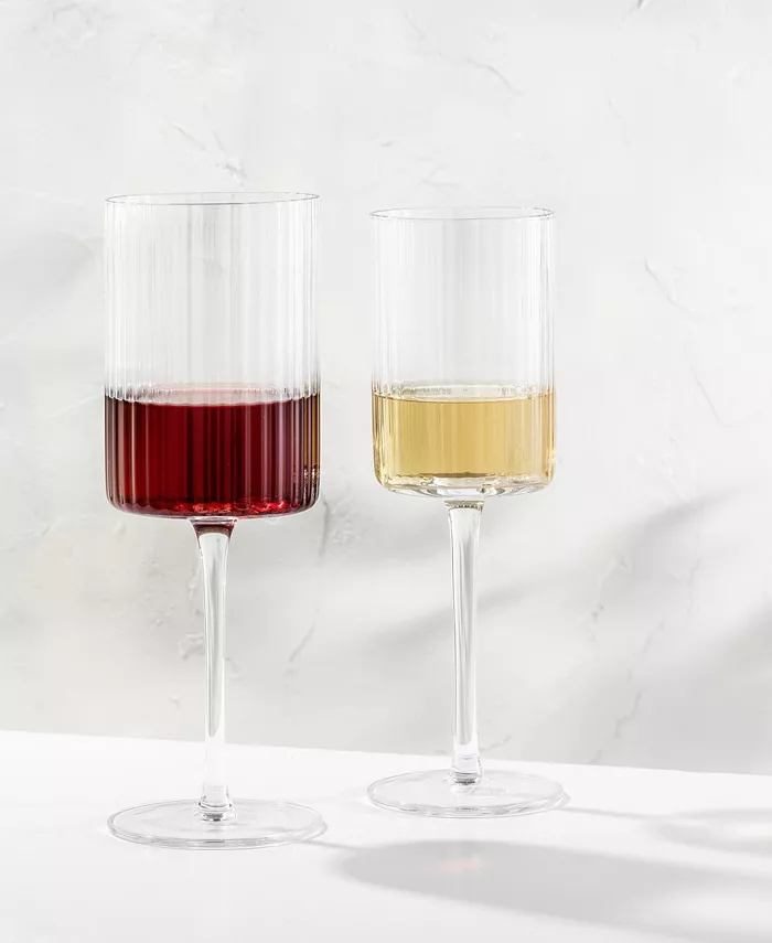 JoyJolt Elle Ribbed White Wine Glass 2 Piece Set