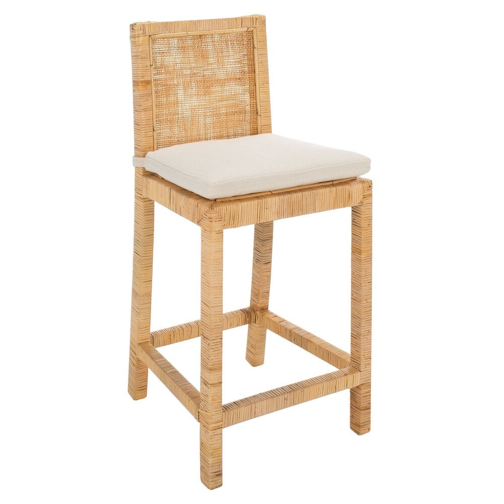 SAFAVIEH Tojo 24 inch Cane Counter Stool with Cushion   22.6\