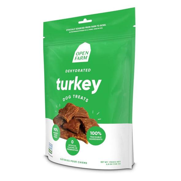 OPEN FARM DEHYDRATED GRAIN FREE TURKEY DOG TREATS;