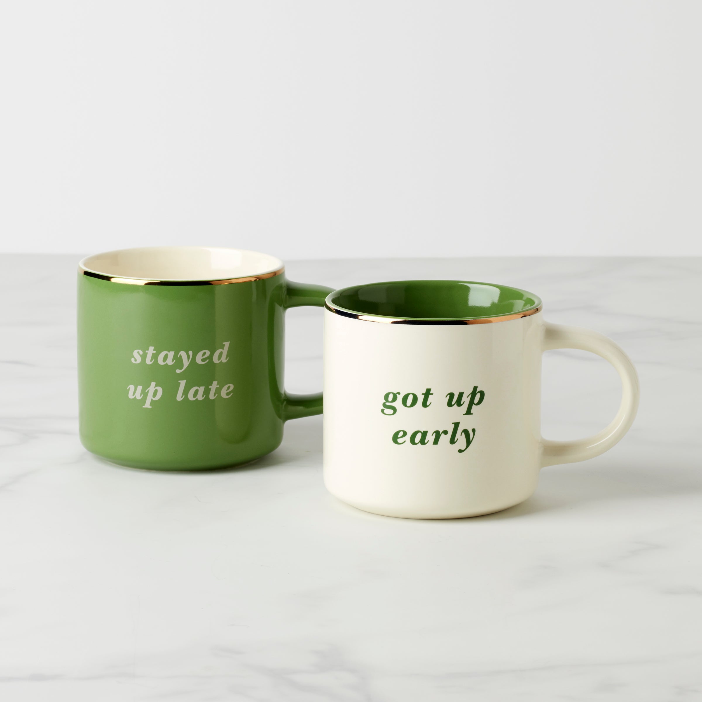 Got Up Early & Stayed Up Late Mugs, Set of 2