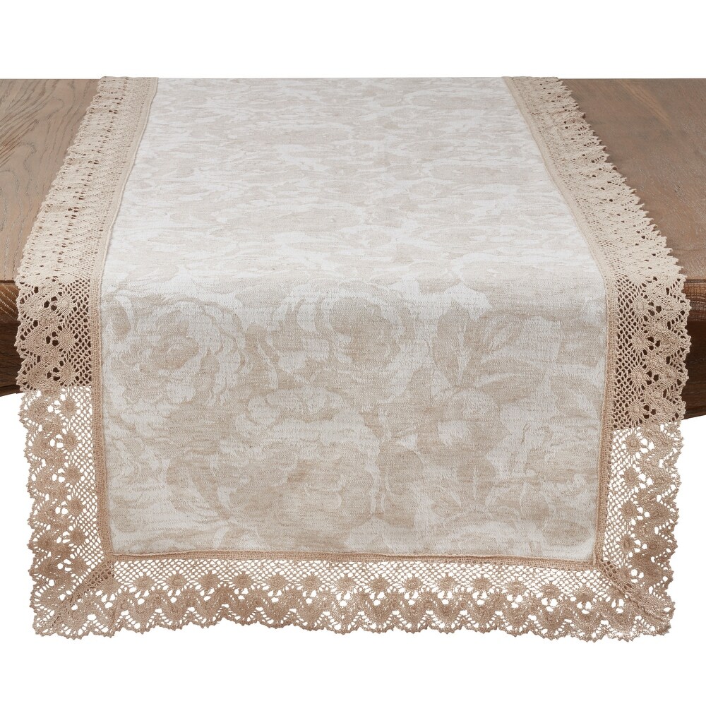 Lace Trim Jacquard Table Runner