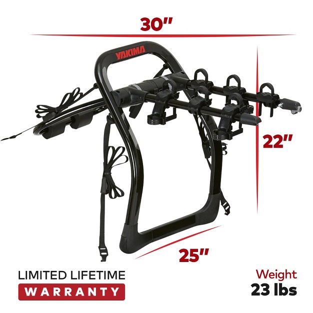 Yakima Fullback 3 Bike Capacity Trunk Bike Strap Rack With 4 Strap Attachment Supercrush Zipstrips Bomber External Frame And Bottle Opener Black