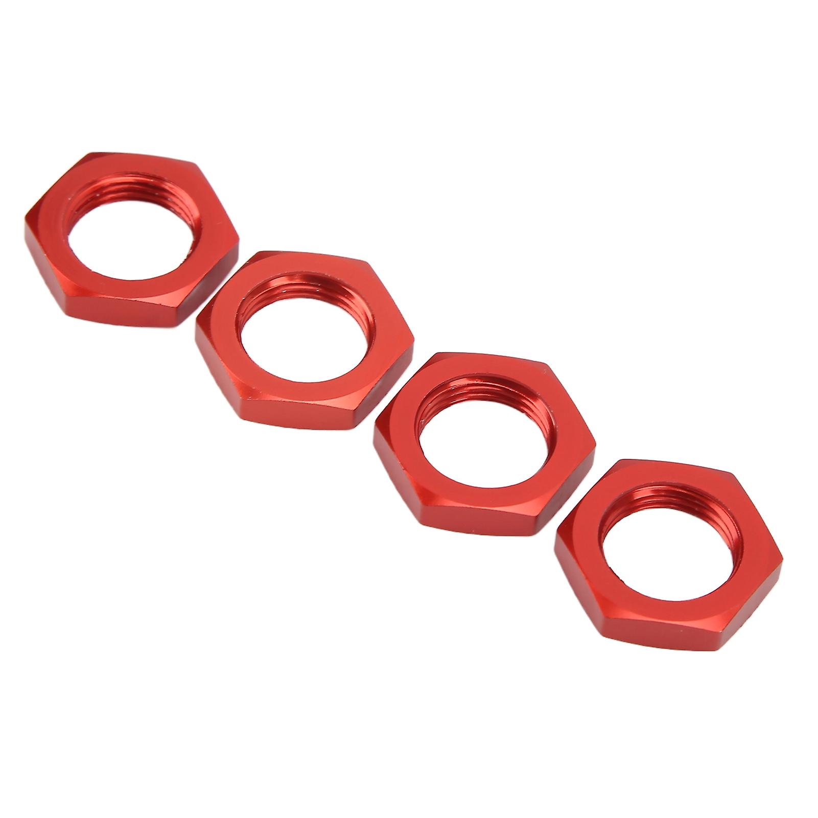 4pcs 17mm Aluminum Alloy Wheel Hex Hub Nut For 1/8 Rc Model Car Upgraded Accessoryred