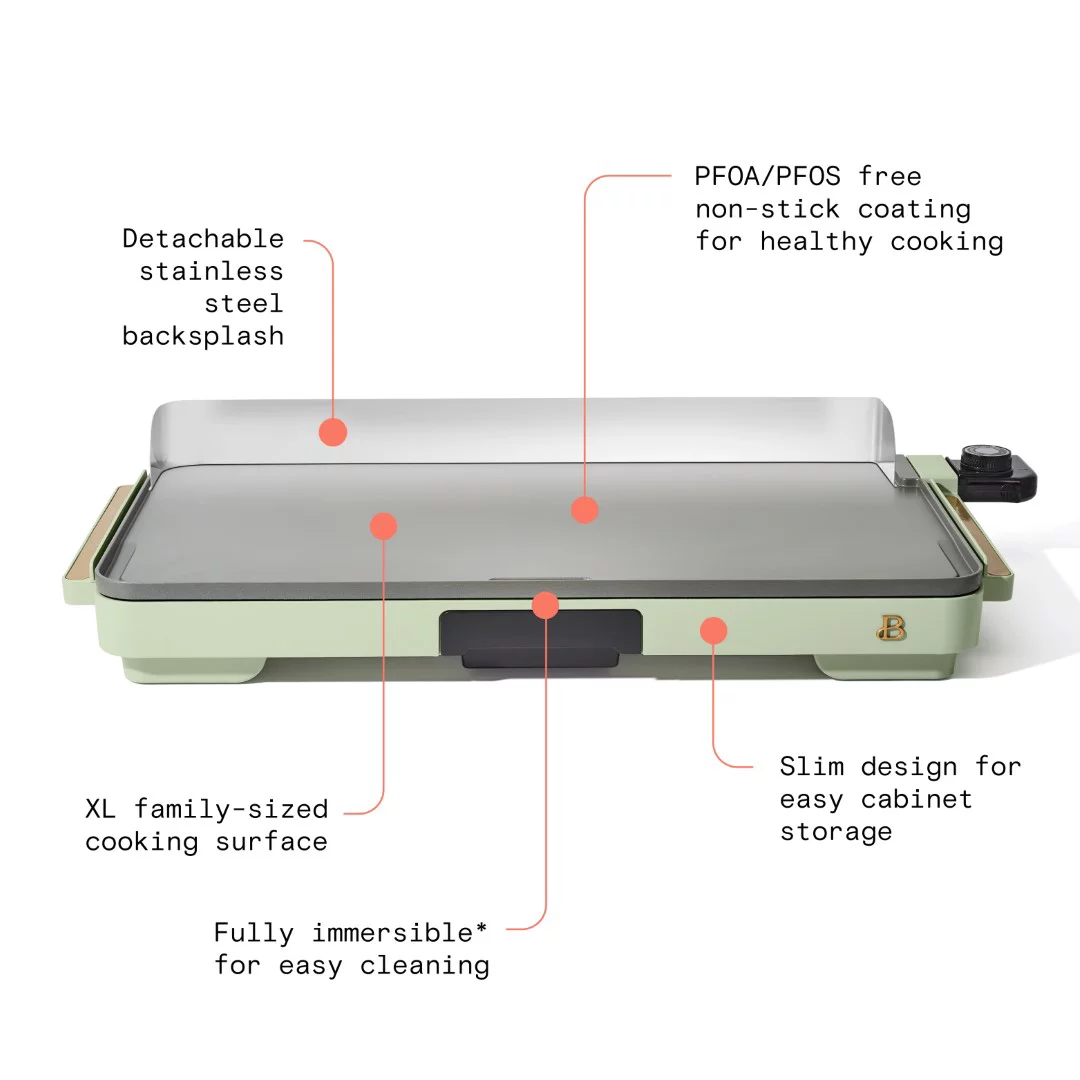 Beautiful Extra Large Griddle， Sage Green by Drew Barrymore 12 x 22