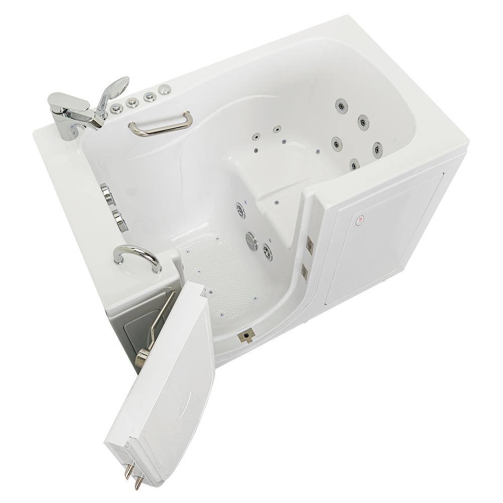 Ella Capri 52 in. x 30 in. Walk-In Whirlpool  Air Bath in White with LHS Outward Swing Door Heated Seat and Fast FillDrain OA3052DH-2P-L