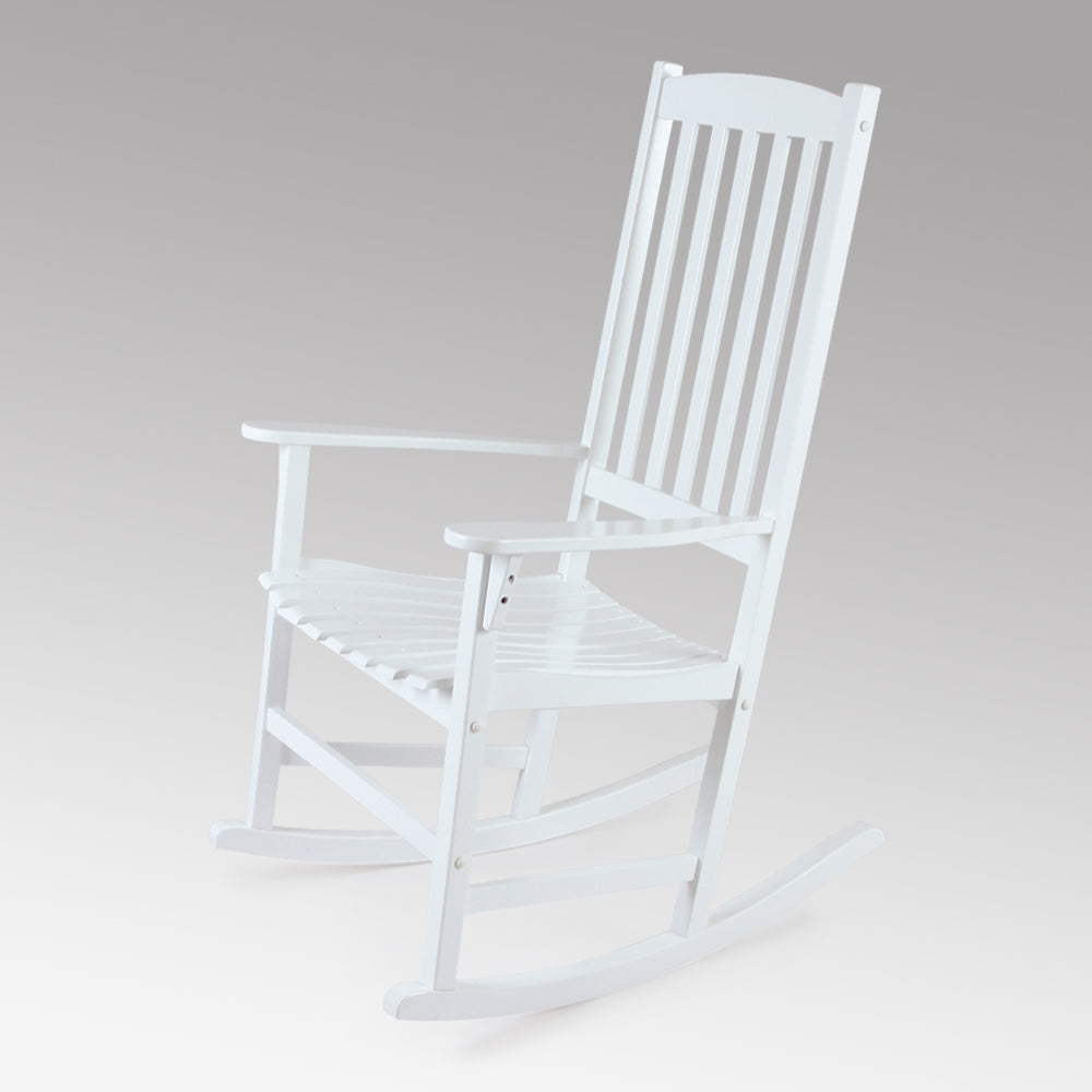 Alston Outdoor Wood Porch Rocking Chair, White Color, Weather Resistant Finish