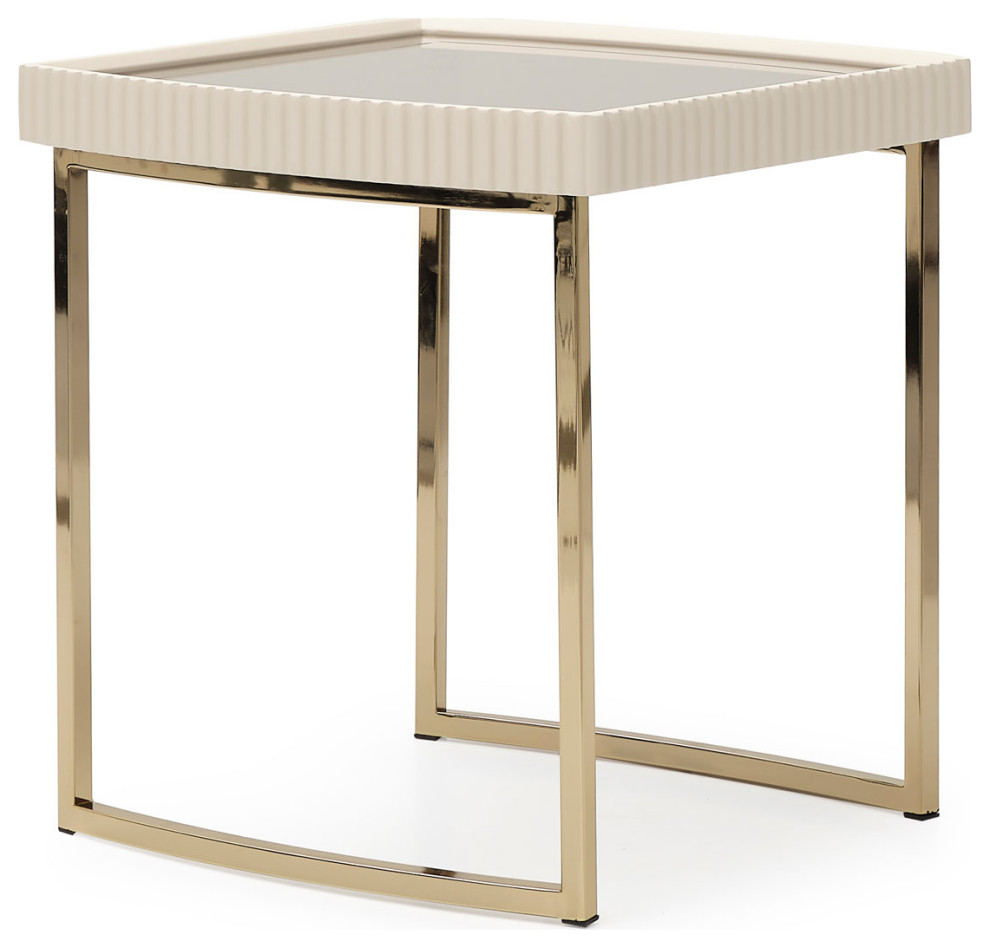 Lisbon Side Table  Silken Matte Cream   Contemporary   Side Tables And End Tables   by Michael Amini  Houzz