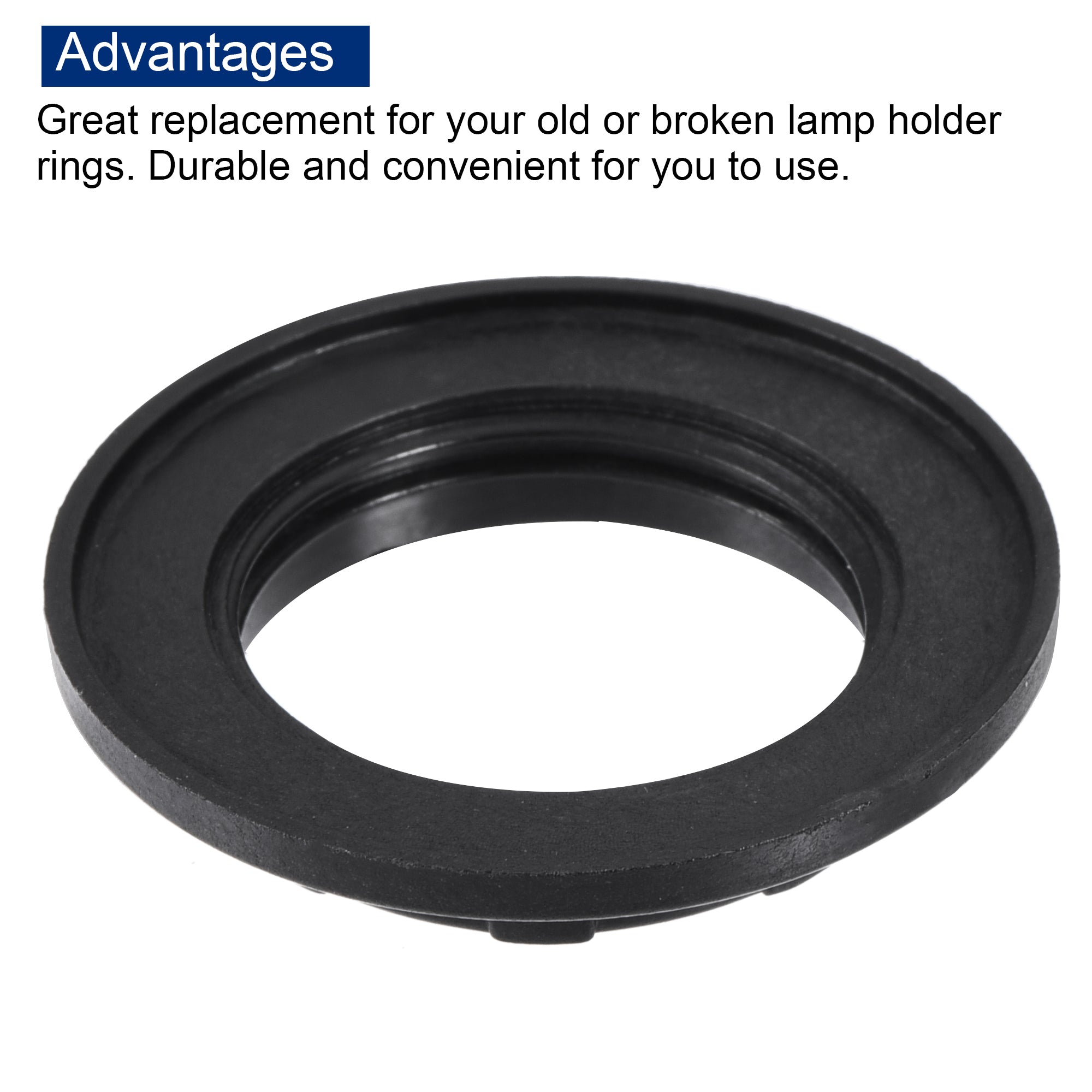 Uxcell E14 Light Socket Rings Lamp Shade Holder Adapter Ring Replacement for Light Fixtures Black 8 Pack