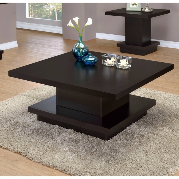 Reston Square Wood Coffee Table Cappuccino Brown Coaster