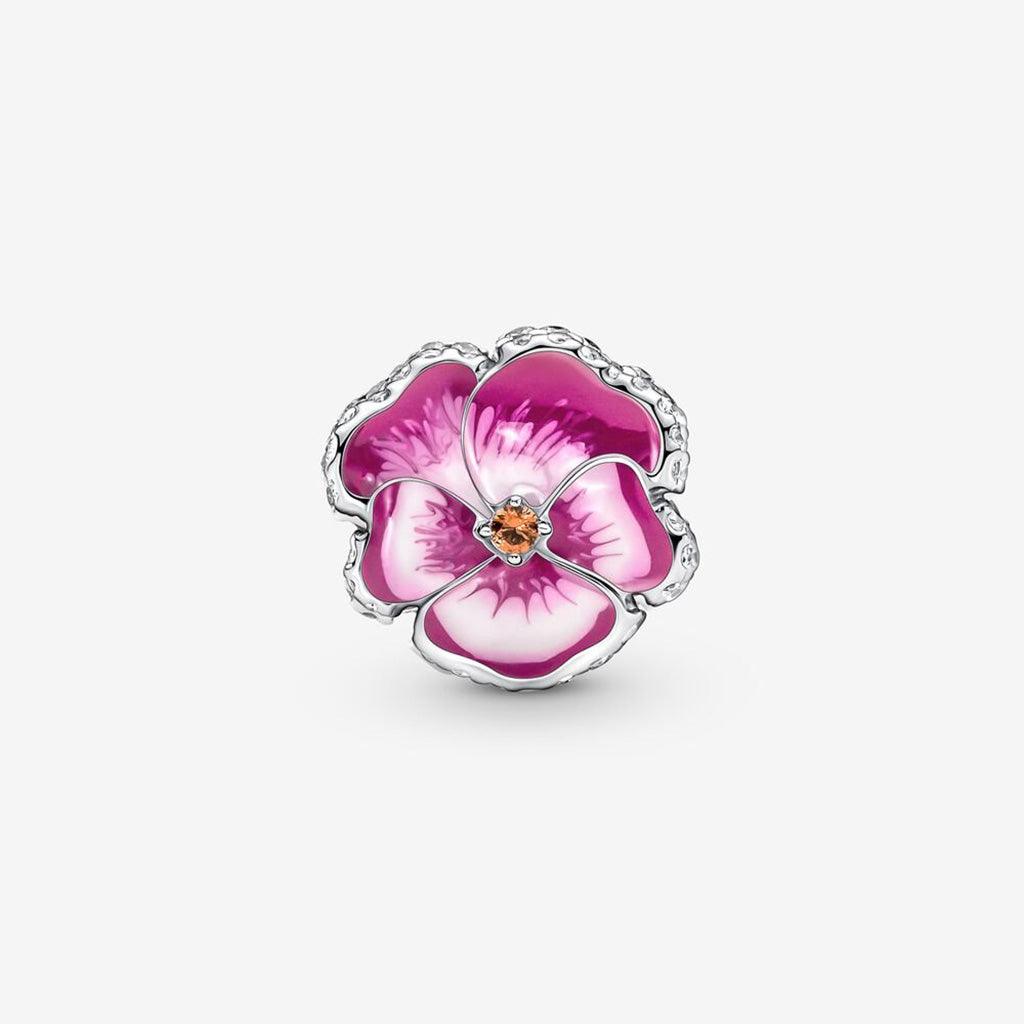 PANDORA  Pink Pansy Flower Charm