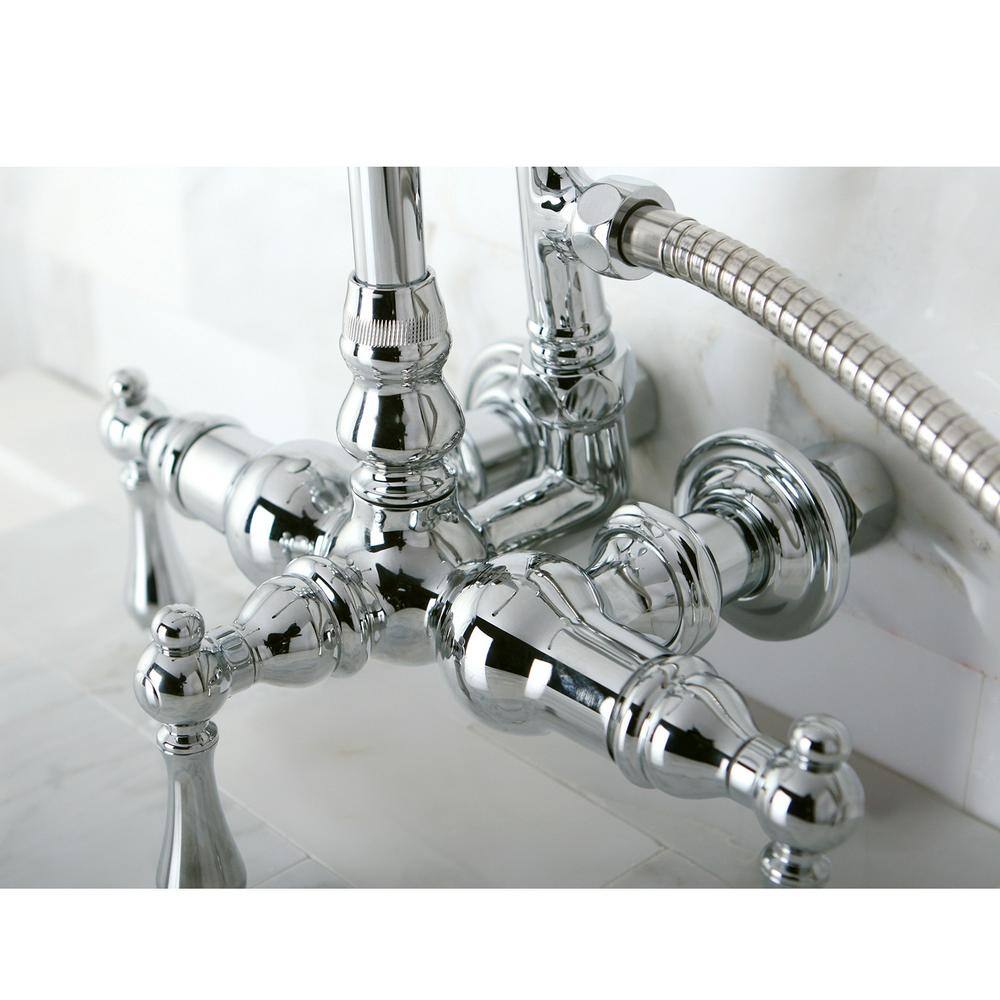 Kingston Brass 3-Handle Claw Foot Tub Faucet with Handshower in Chrome HCC8T1