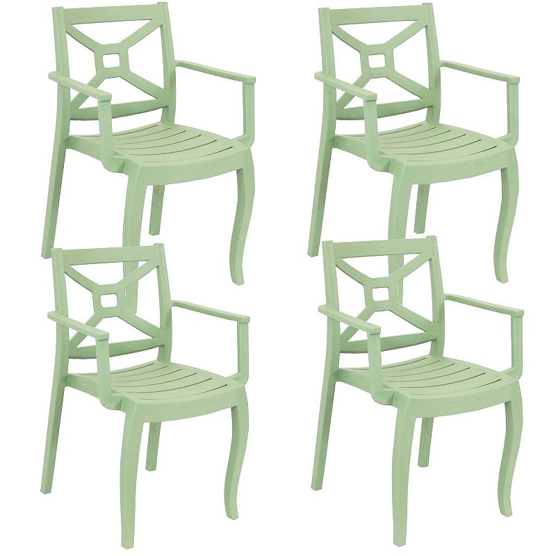 Sunnydaze Tristana Set Of 4 Plastic Stackable Patio Armchair