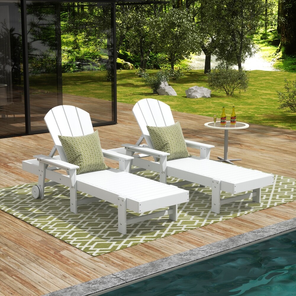 POLYTRENDS Laguna  Weather Poly Pool Outdoor Chaise Lounge   with Arms and Wheels (Set of 2)