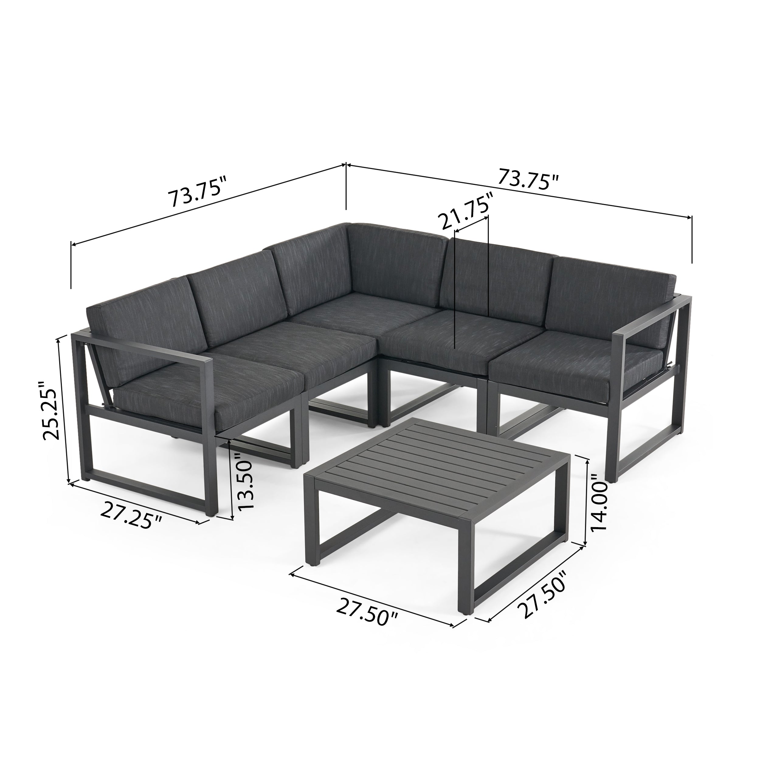 Nealie Outdoor 9 Seater Aluminum Sectional Sofa Set with Mesh Chaise Lounges