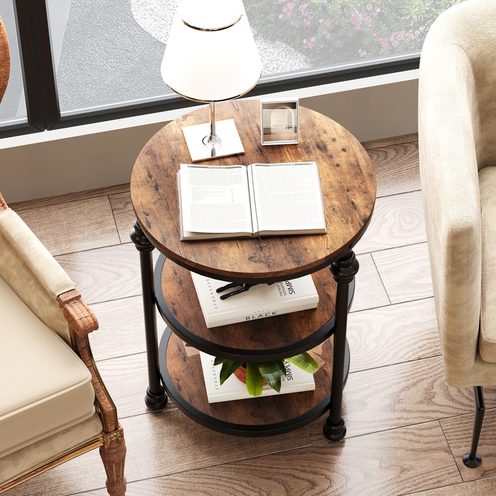 End Table 3 Tier Round Side Table