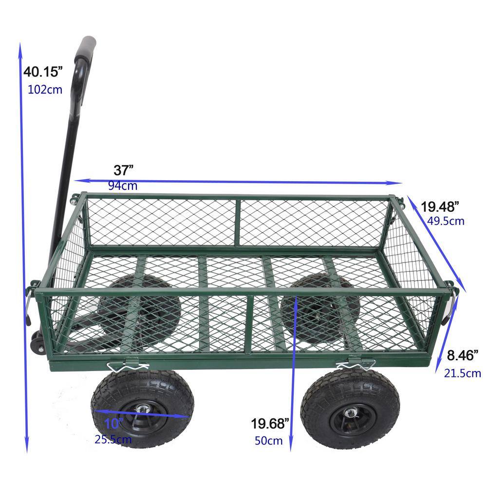 Tatahance Metal 4-Wheeled Folding Utility Hand Cart in Grass Green W22721203-Z