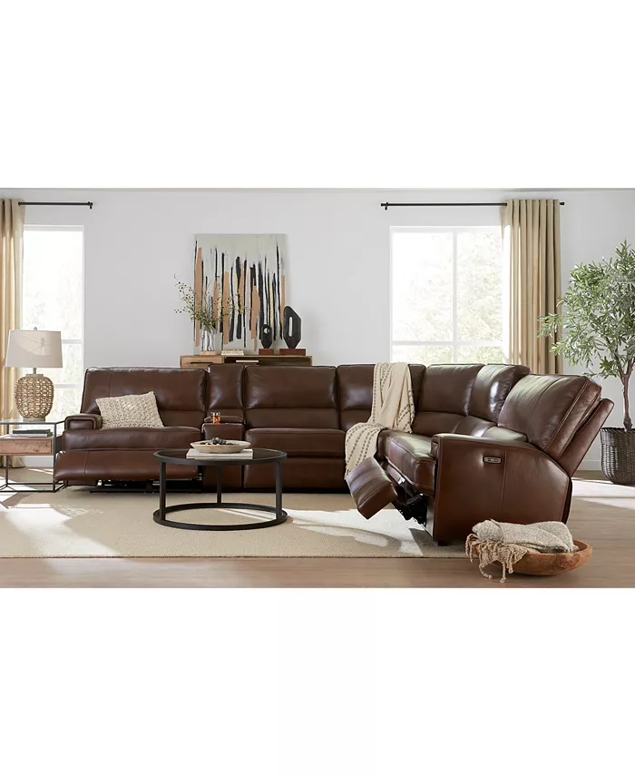 Furniture Binardo 123 5 Pc Zero Gravity Leather Sectional with 2 Power Recliners