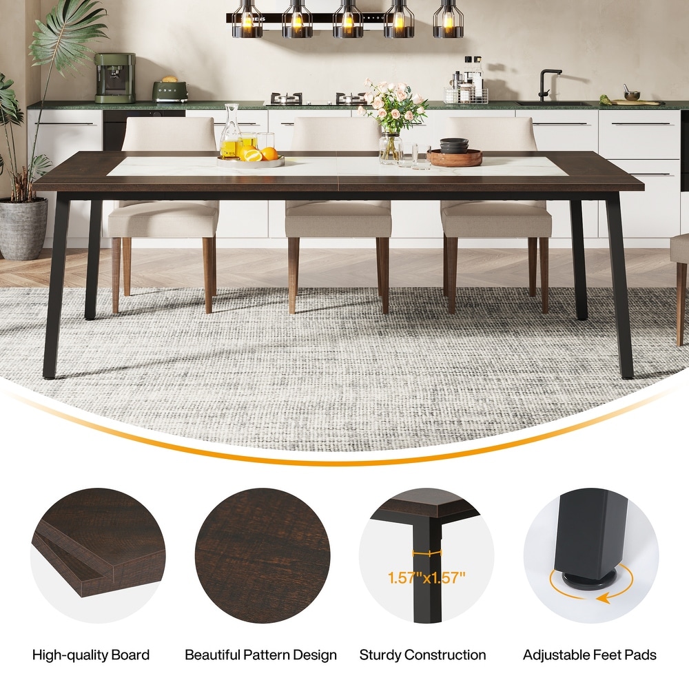 Modern 79 Inch Dining Table for 8 10 People